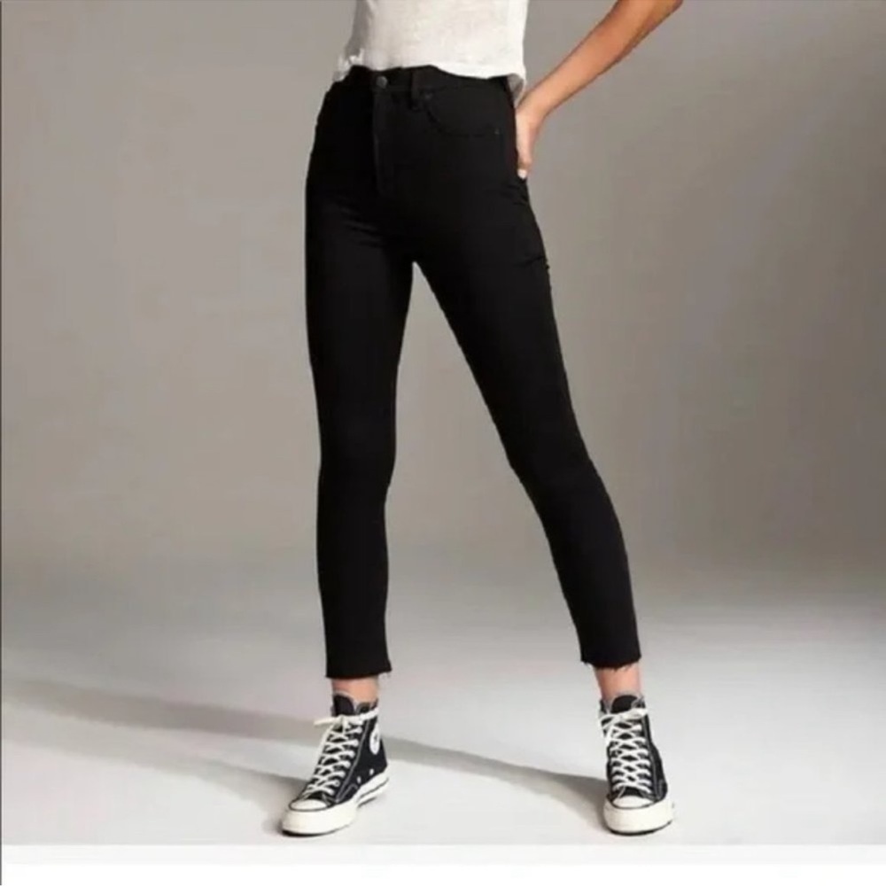 DENIM Forum black the lola high rise skinny crop raw hem jeans size 28